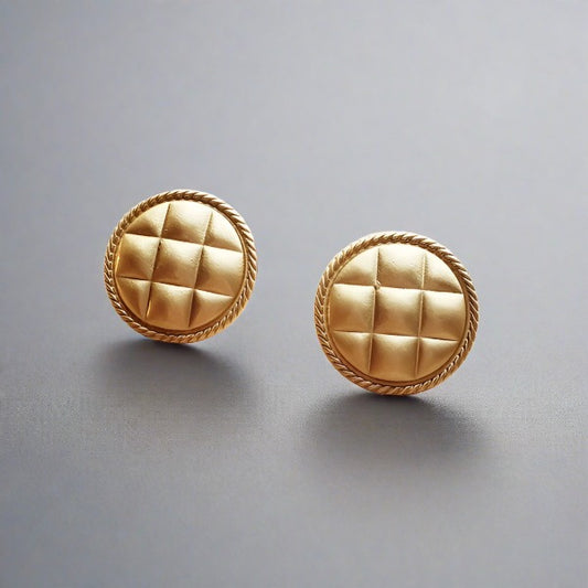 Matte Gold Woven Pattern Earrings