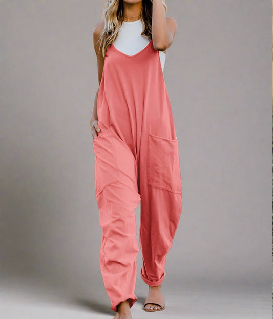 Double Take Sleeveless V-Neck Pocketed Jumpsuit - Multiple Colors